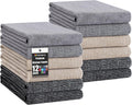 Homaxy Premium Kitchen Towels(18”x 28”, 12 Pack), Large Cotton Kitchen Hand Towels, Flat and Terry