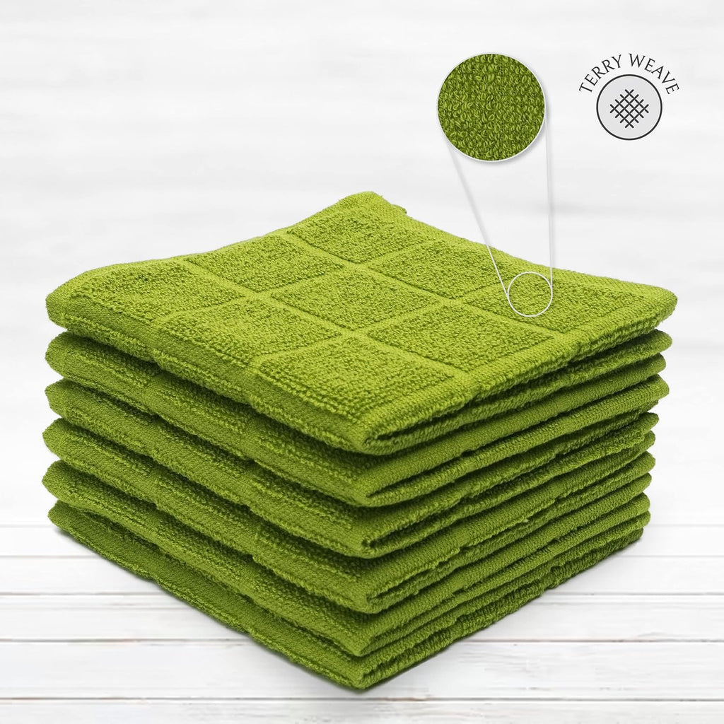 100% Cotton Terry Dish Cloth & Dish Towel, 6 Pack, Super Soft and Absorbent Kitchen Towels, Perfect