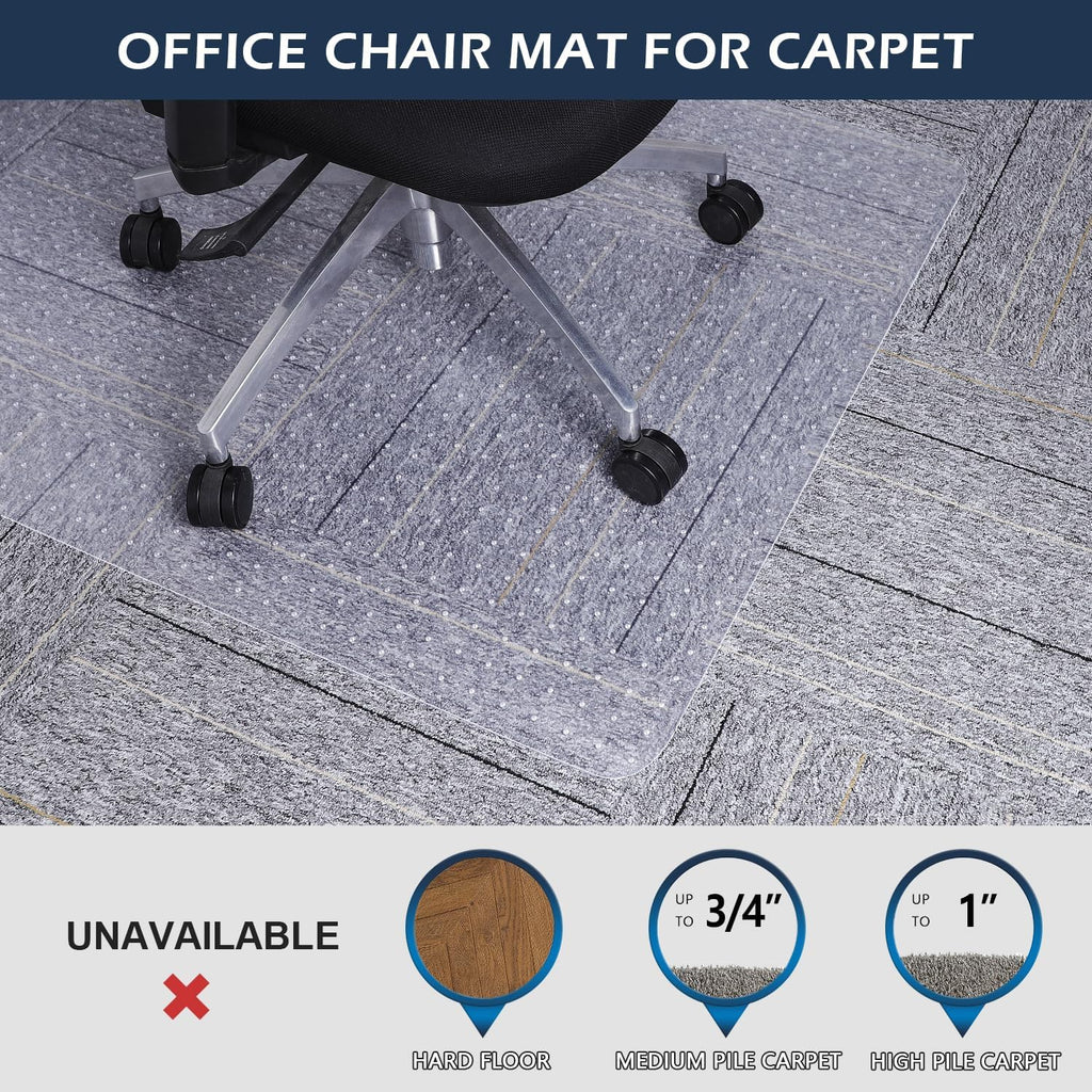 SALLOUS Chair Mat for Carpet, 36" x 48" Office Heavy Duty Chair Mat with Lip, Gaming Chair Mat for