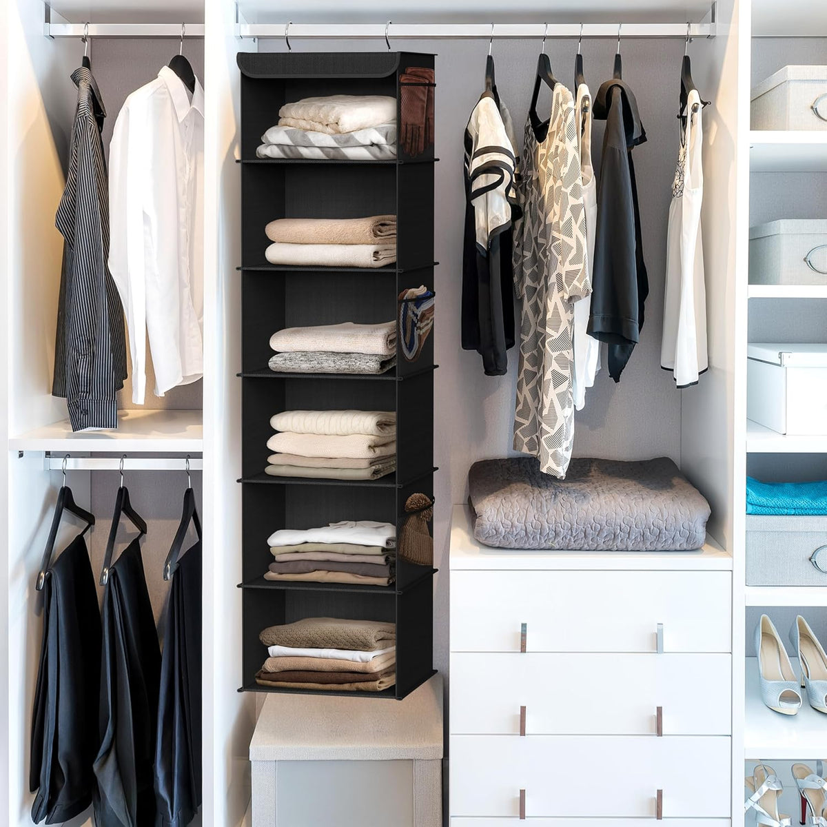 Simple Houseware 6 Shelf Hanging Closet Organizer, Black
