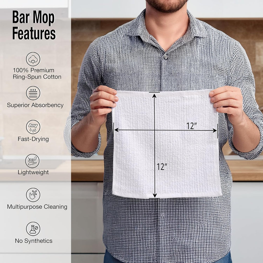 Bar Mop Cleaning Kitchen Dish Cloth Towels,100% Cotton, Machine Washable, Everyday Kitchen Basic