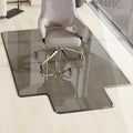 Beveled Edge Irregular Office Chair Mat with Lip for Carpet or Hardwood Floor Crystal Gray 48" x