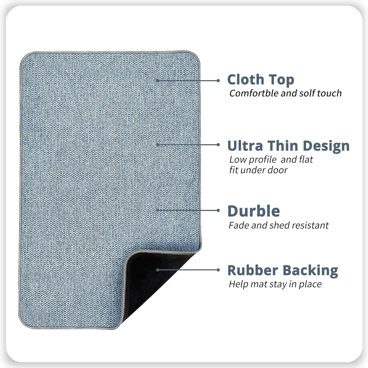 Bath Mat,Ultra Thin Bathroom Rugs,Rubber Bath Mats for Bathroom,No Slip Bath Rugs,Quick Dry,Machine
