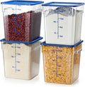 CURTA 4 Pack Food Storage Containers with Blue Lids - NSF Listed Commercial Grade in 18.0 Qt