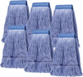 Pack of 6 Heavy Duty Commercial Looped End Cotton Mop,String Cotton Mop Refill Heads for