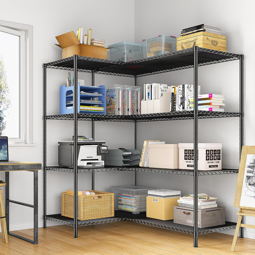 52.36''W Storage Shelves Metal Shelving Unit Load 1120LBS 4 Tier Wire Shelving for Storage Rack