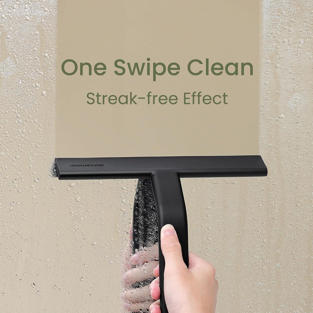 dancemoon JustHang Shower Squeegee for Glass Doors, All-One-Piece Silicone with Built-in Hook
