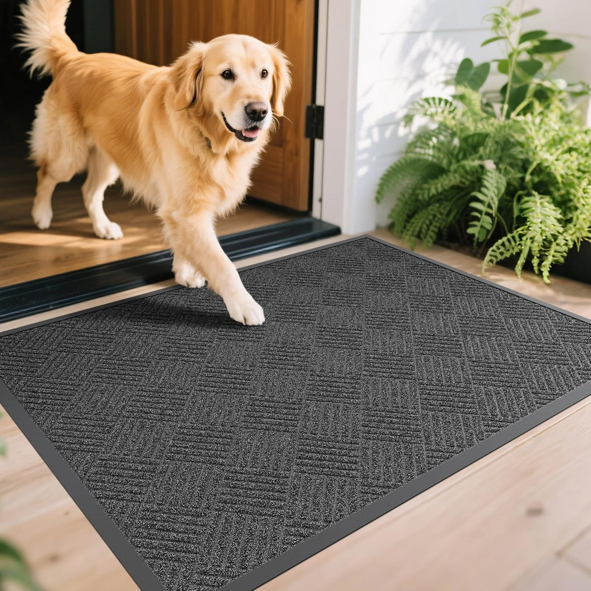 Front Door Mat, 4' x 3' Heavy Duty Indoor Outdoor Doormat, Non-Slip Backing Welcome Mats for