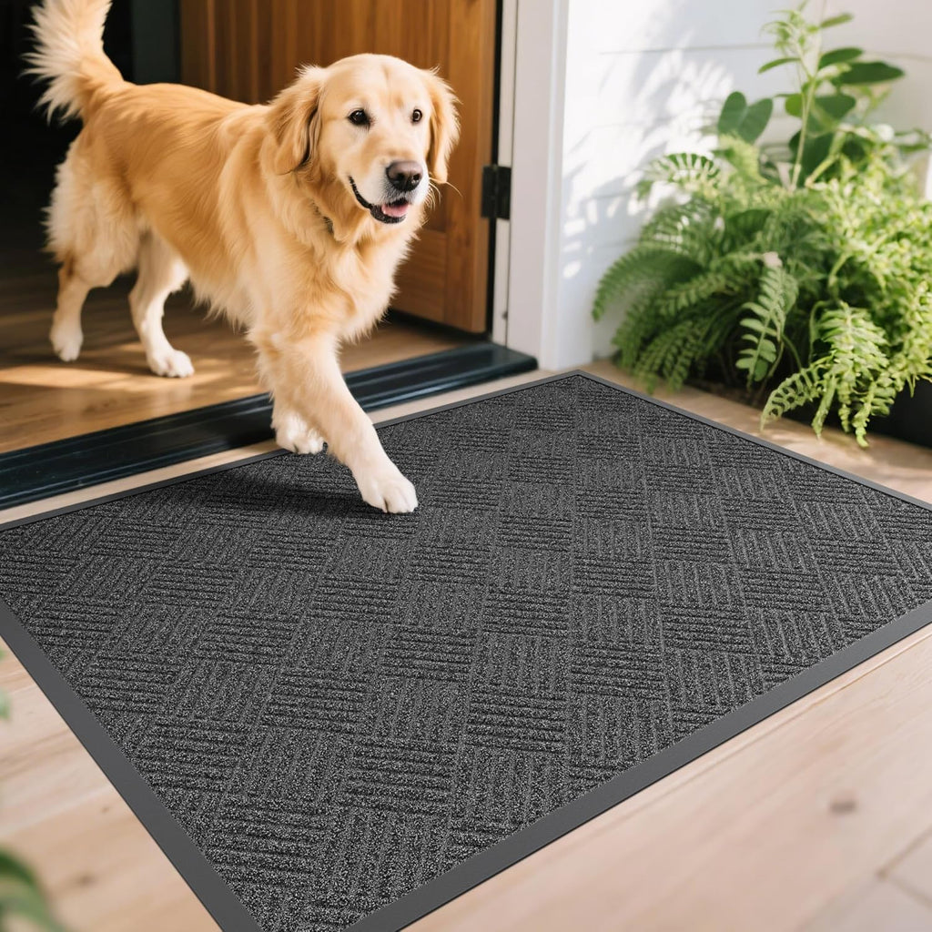 Front Door Mat, 4' x 2' Heavy Duty Indoor Outdoor Doormat, Non-Slip Backing Welcome Mats for