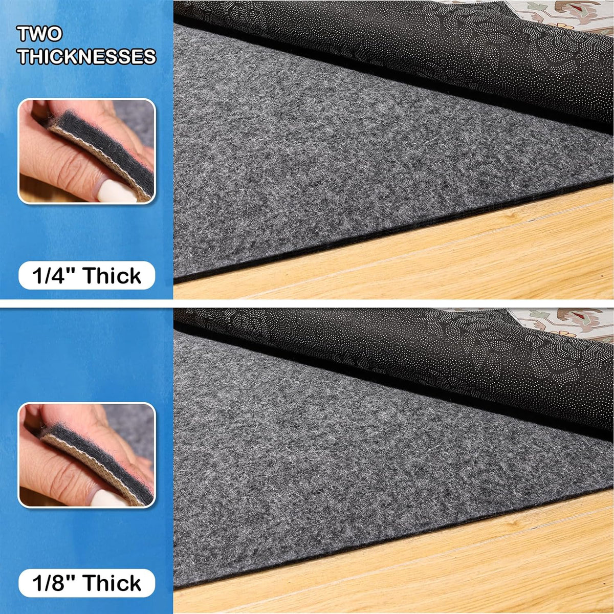Non-Slip Rug Pads 1/4” Thick, 7x10Ft Waterproof Rugs Non Skid Rug Pad for All Floors and Finishes