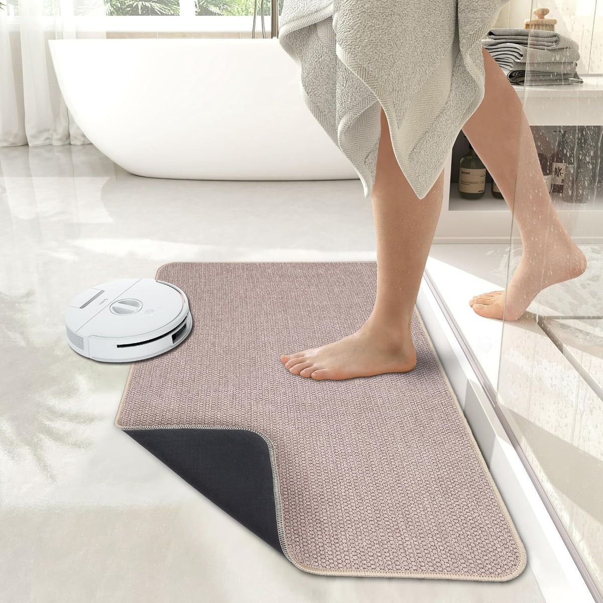 Bath Mat,Ultra Thin Bathroom Runner Rugs,Large Bath Mats for Bathroom,Quick Dry,Non-Slip,Machine
