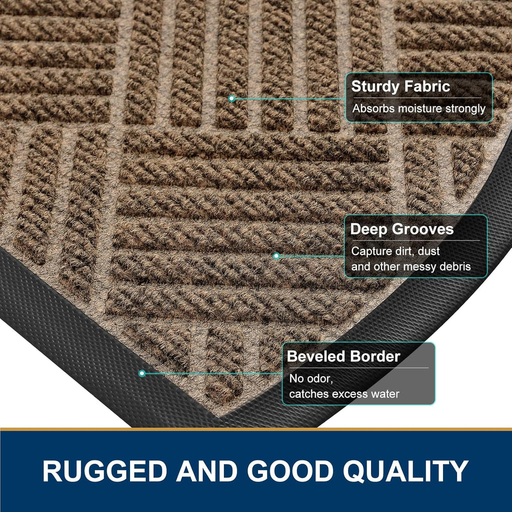 Smiry Half Circle Front Door Mat Outside Entrance, Heavy Duty Outdoor Indoor Natural Rubber