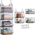 4 Tier Closet Hanging Organizer, Closet Organizers and Storage with 5 S Hooks, Closet Hanging