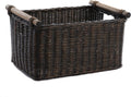 The Basket Lady Pole Handle Wicker Storage Basket, Medium, 16 in L x 12 in W x 8.25 in H, Antique