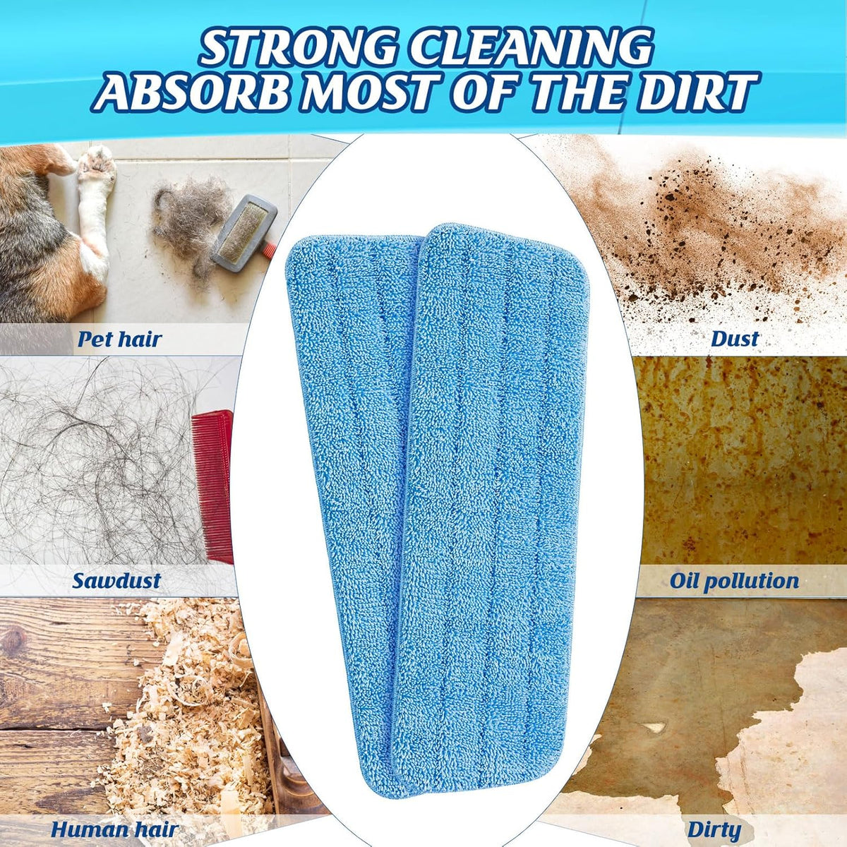 48 Pcs Microfiber Mop Pads Machine Washable Cleaning Flat Mop Head Replacement Reusable Household
