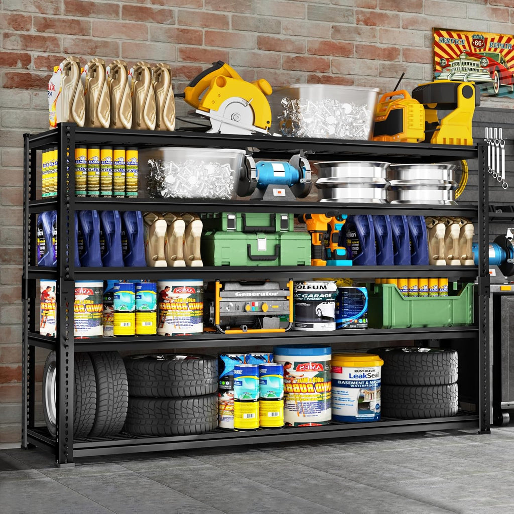 ROOMTEC Garage Shelving, 4 PCS 3300 LBS Capacity Sorage Shelves Heavy Duty, 5 Tier Adjustable Metal