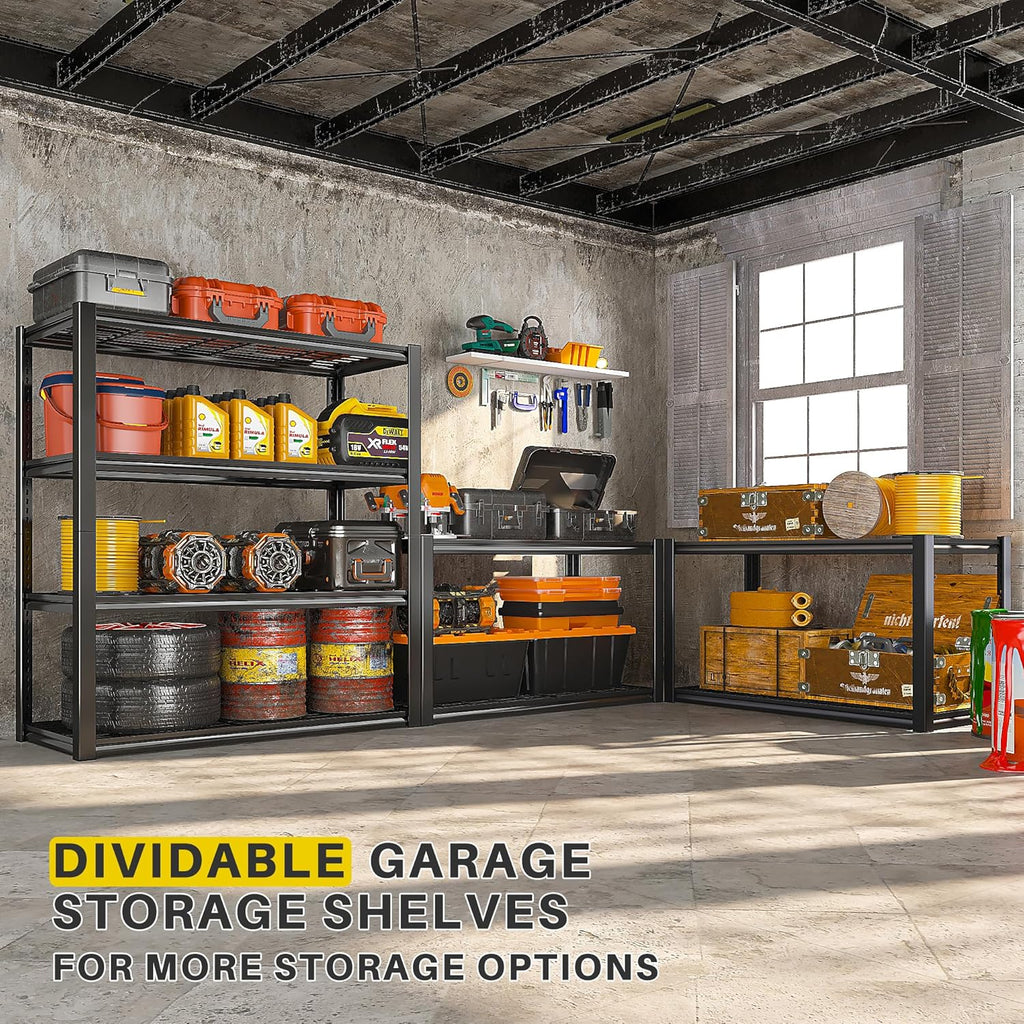 REIBII 40" W Garage Shelving 2240 LBS Storage Shelves Adjustable Metal Shelving Heavy Duty 4 Tier