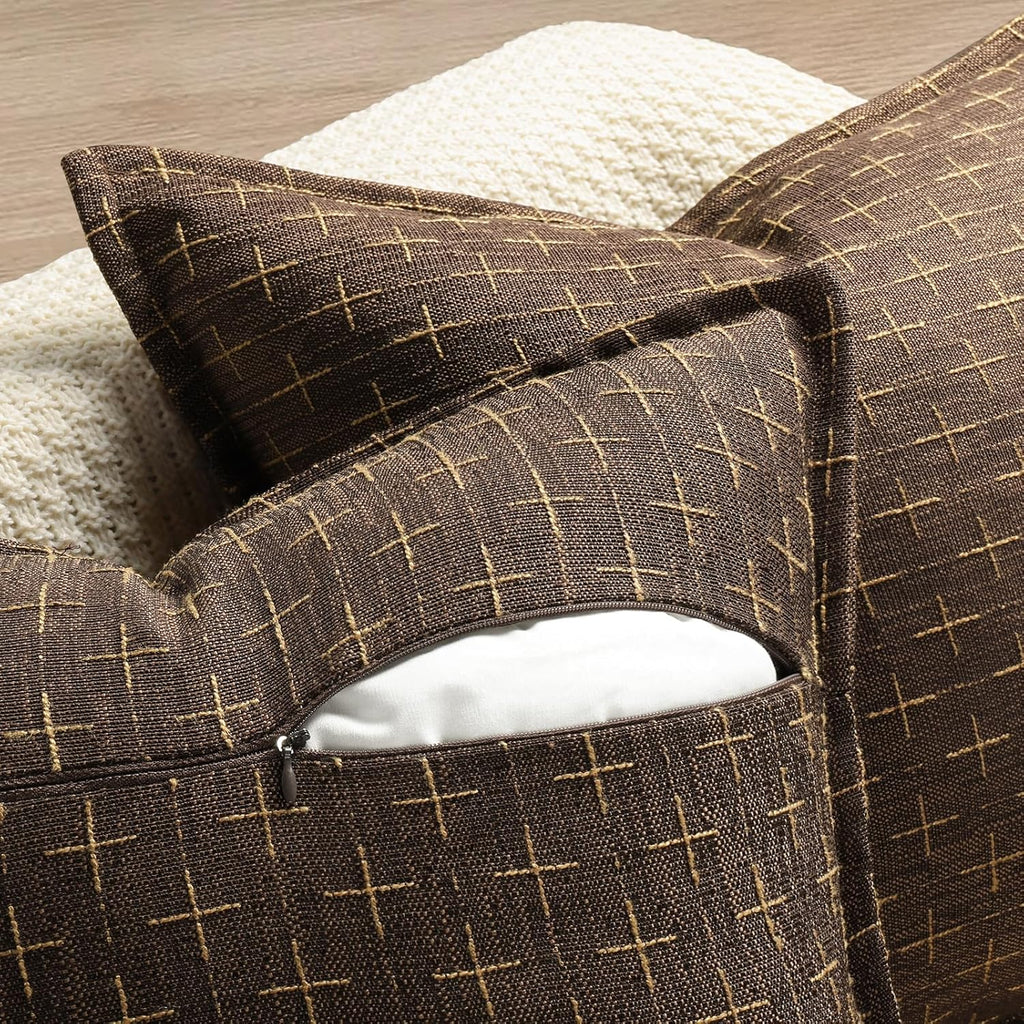 ZWJD Pillow Covers 18x18 Set of 2 Soft Polyester Textured Pillow Covers with Stylish Flange Edge