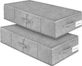 Under Bed Storage, 2 Pack Underbed Storage Container Bags With Lid, Foldable Sturdy Clothes Storage