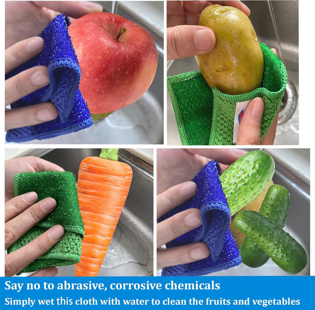 24 Pack Microfiber Scrub Dish Cleaning Cloth, Non-Scratch, Reusable & Durable for Dish Pan Pot