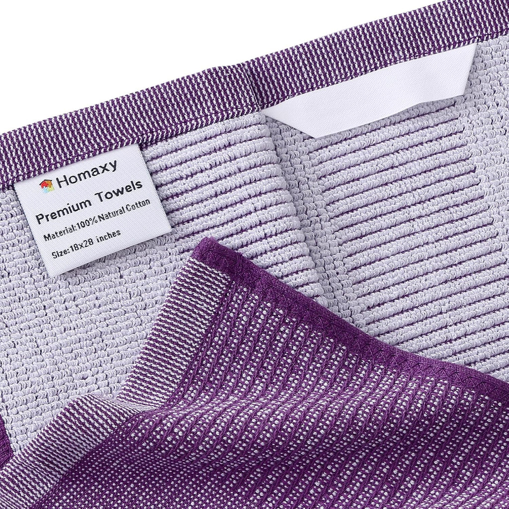 Homaxy Premium Kitchen Towels(18”x 28”, 6 Pack), Large Cotton Kitchen Hand Towels, Flat and Terry