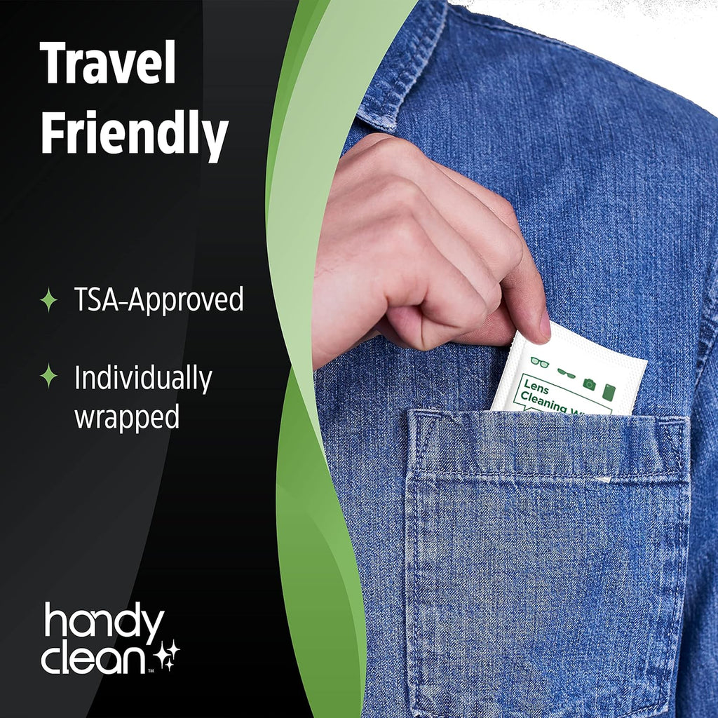 HandyClean Pre-Moistened Lens Cleaning Wipes, Eyeglass Wipes, Screen Wipes, 100 ct of 6 x 5 inches