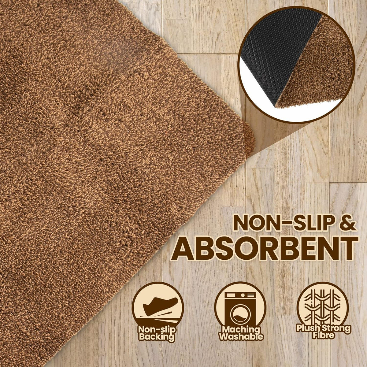 Premium Microfiber Indoor Door Mat – 36"x60" Washable Entry Mat, Non-Slip, Waterproof Backing