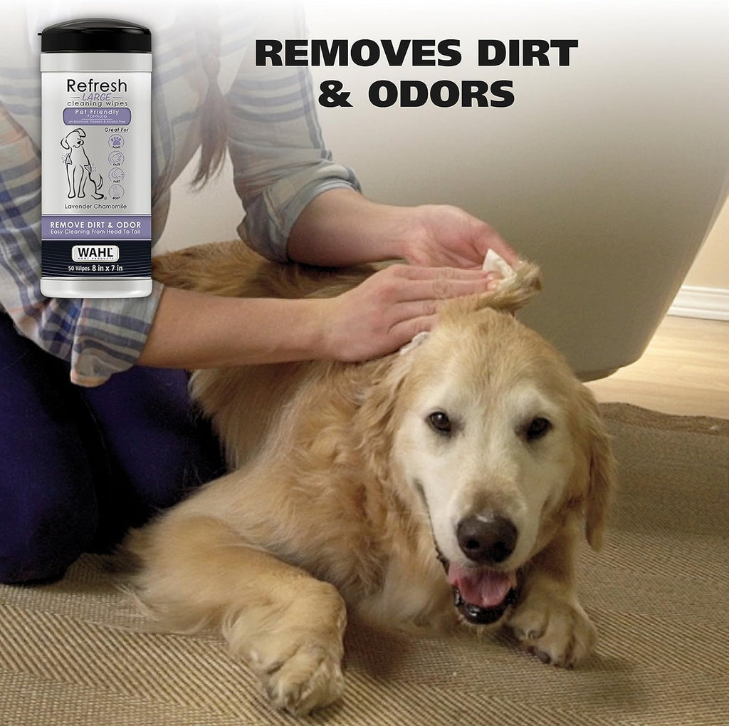 Wahl USA Pet Refresh Lavender Cleaning Wipes for All Dog Breeds - Use on Ears, Nose, Paws, Bottom