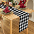 Waterproof Checkered Tablecloth Runner Fabric - Rectangle 12x108 Inch Classic Gingham Buffalo Plaid