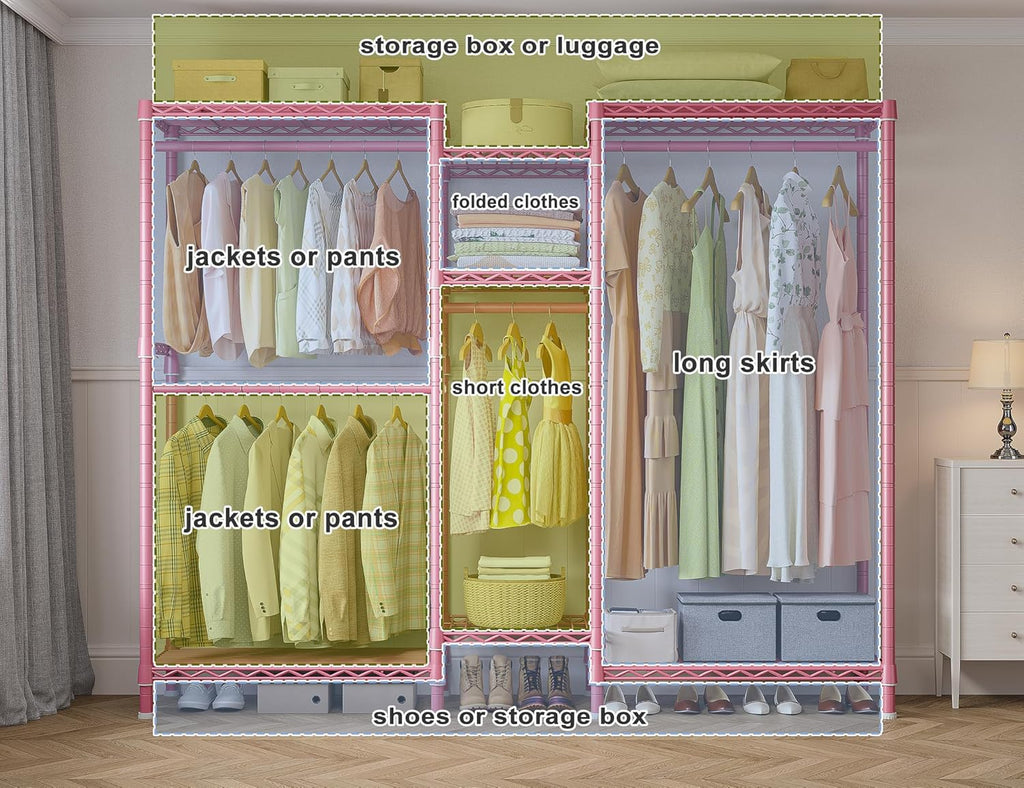 Raybee Clothing Racks for Hanging Clothes Heavy Duty Clothes Rack Load 750LBS clothes rack, 77" H x