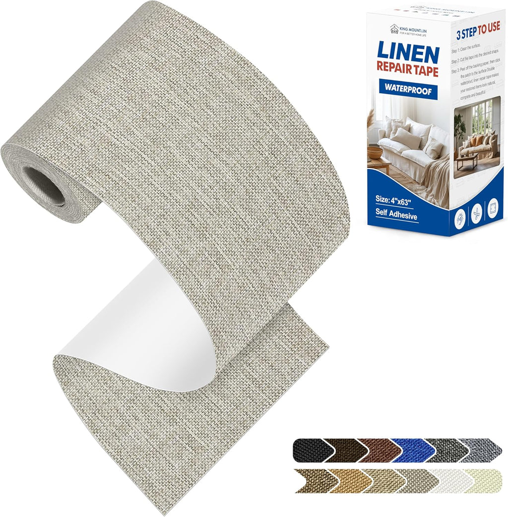 KING MOUNTAIN Linen Repair Patches, Self-Adhesive Fabric Patches, 4 X 63 inch Extra Size, Multi