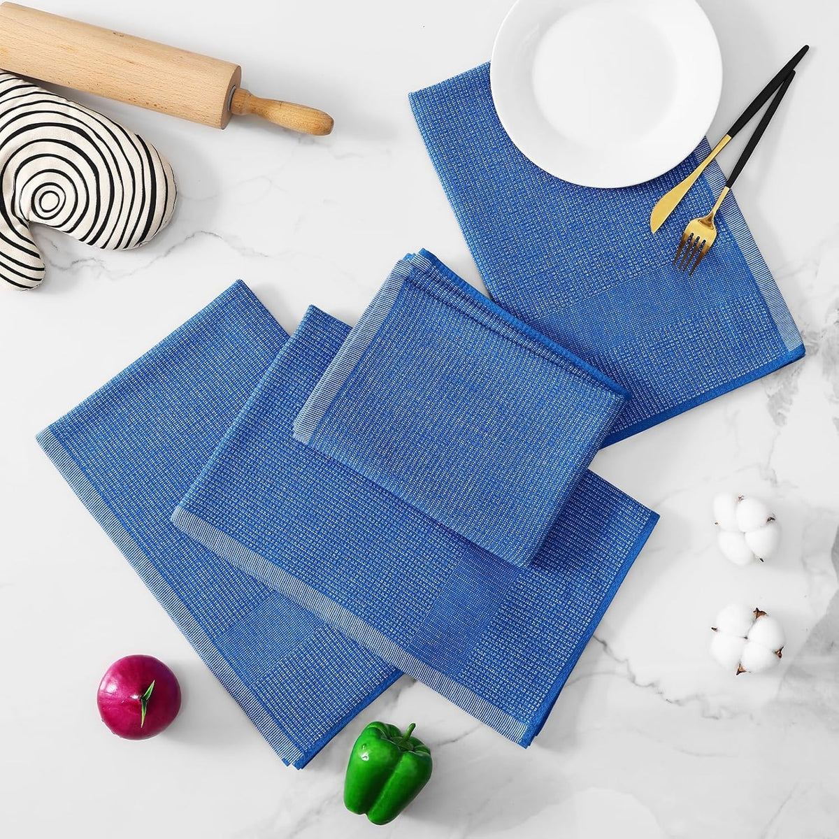 Homaxy Premium Kitchen Towels(18”x 28”, 8 Pack), Large Cotton Kitchen Hand Towels, Flat and Terry