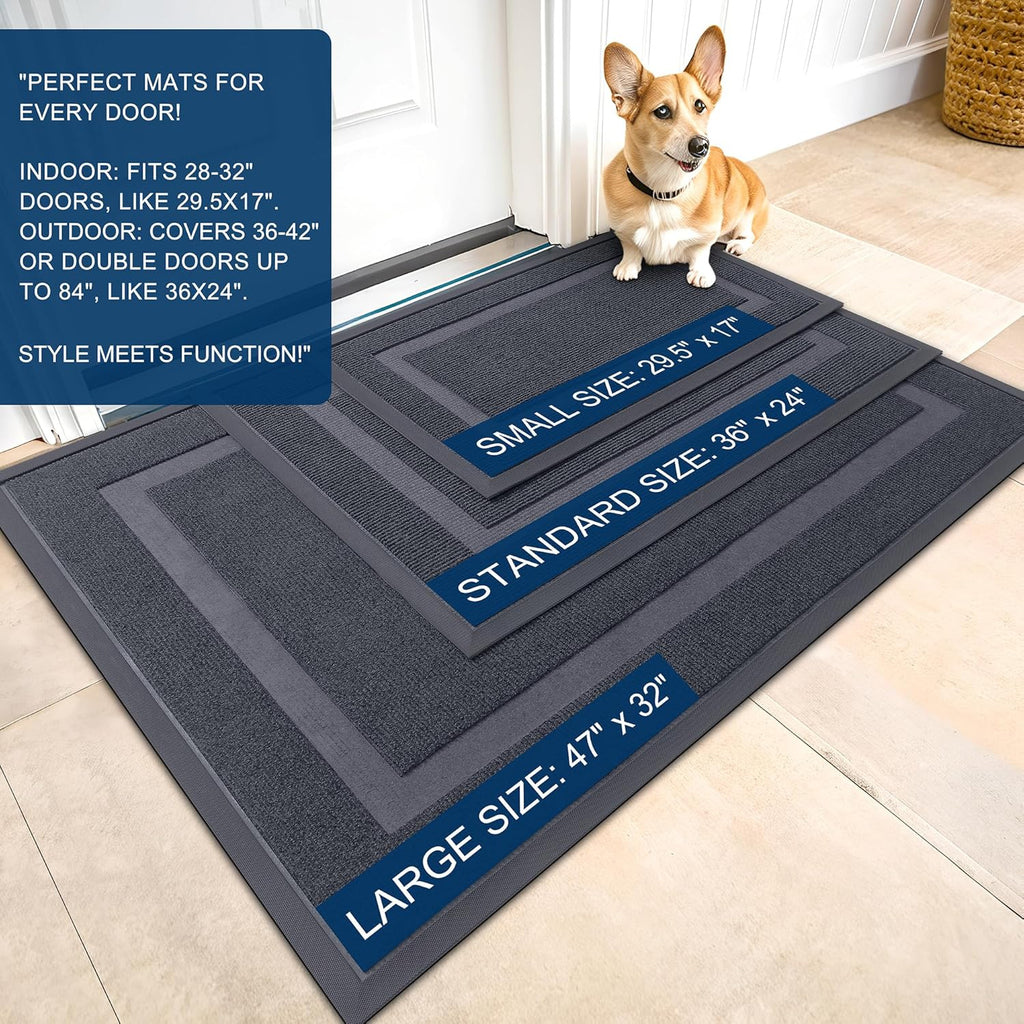OLANLY Front Door Mat Indoor Outdoor Entrance, Waterproof All-Season, All-Weather Doormat, Sturdy