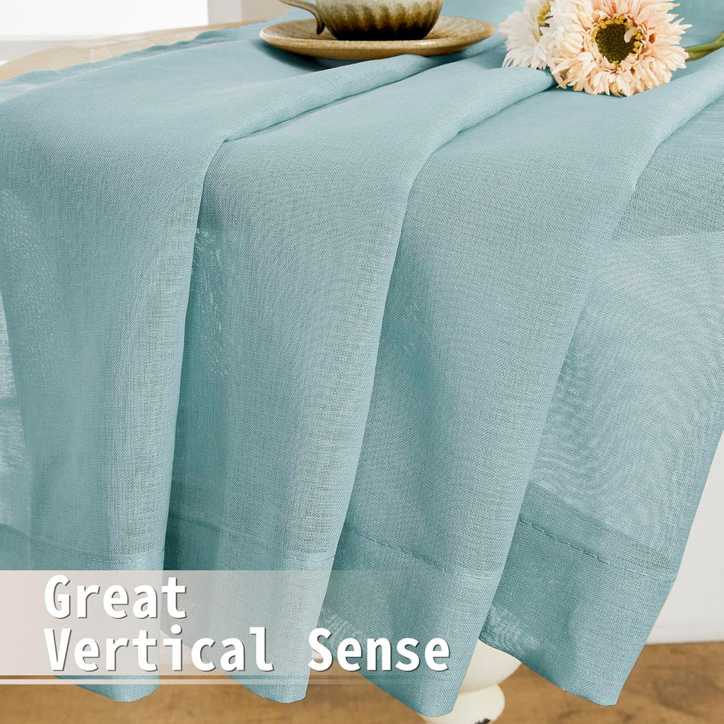 Tollpiz Short Sheer Door Curtains Closet Linen Textured Curtains Sheer Doorway Light Filtering