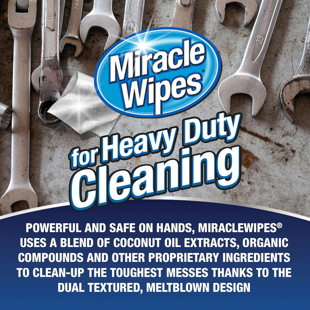 MiracleWipes for Heavy Duty Cleaning (90 Count) - All Purpose Cleaner, Kitchens, Bathrooms