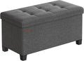 SONGMICS Storage Ottoman Bench, Foldable Foot Rest with Legs, 15 x 30 x 15.2 Inches, End of Bed