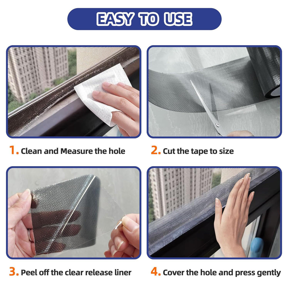 KING MOUNTAIN Black Window Screen Repair Tape,3inX20FT Heavy Duty Screen Repair Kit for Window