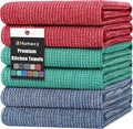 Homaxy Premium Kitchen Towels(18”x 28”, 6 Pack), Large Cotton Kitchen Hand Towels, Flat and Terry