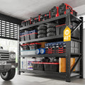 3000LBS Metal Steel Storage Shelves - 48" W Black 4 Tier Heavy Duty Rack Commercial Industrial