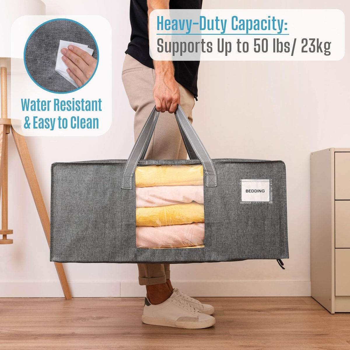 VENO 4 Pack Moving Bags Extra Large Storage Bags for College Move-In, Heavy-Duty Storage Totes