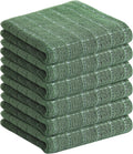 Homaxy 100% Cotton Terry Kitchen Towels(Grass Green, 13 x 28 inches), Checkered Designed, Soft and