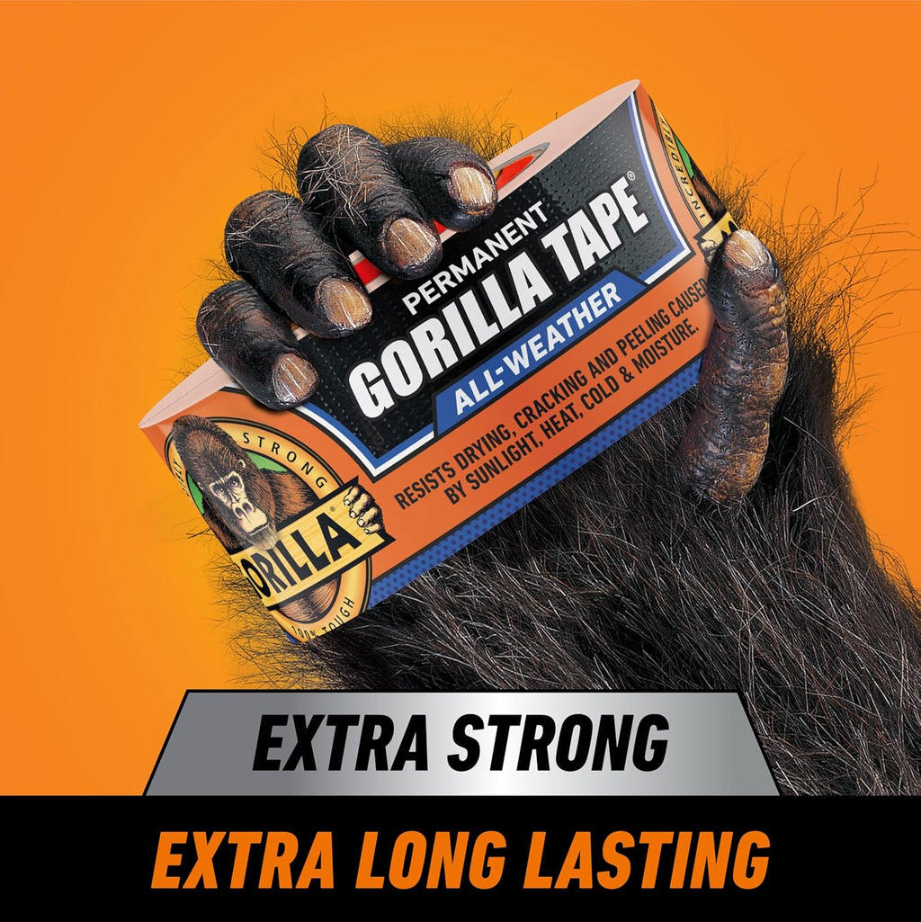 Gorilla All Weather Duct Tape, Black, 1.88" x 25 yd (Pack of 6) - UV and Temperature Resistant