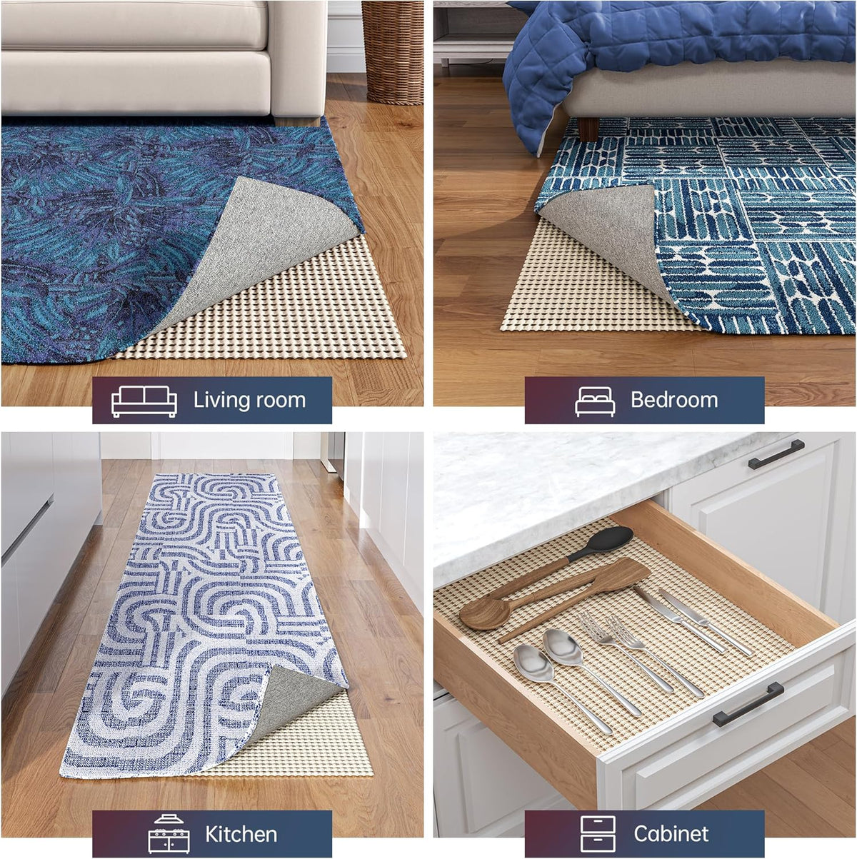 Non-Slip Rug Pad Gripper 5x8 Feet, Anti Skid Mat for Under Area Rugs, Keeps Rugs in Position and