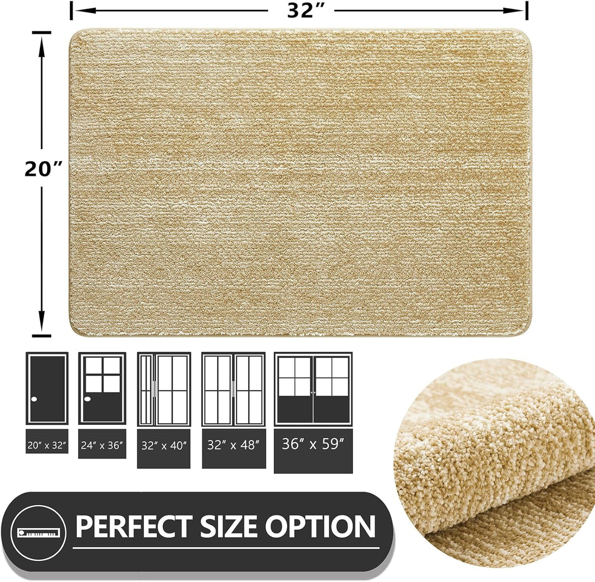 REFETONE Indoor Doormat, Front Door Mat 20"x32" Absorbent Rubber Backing Non Slip Back Door Mats