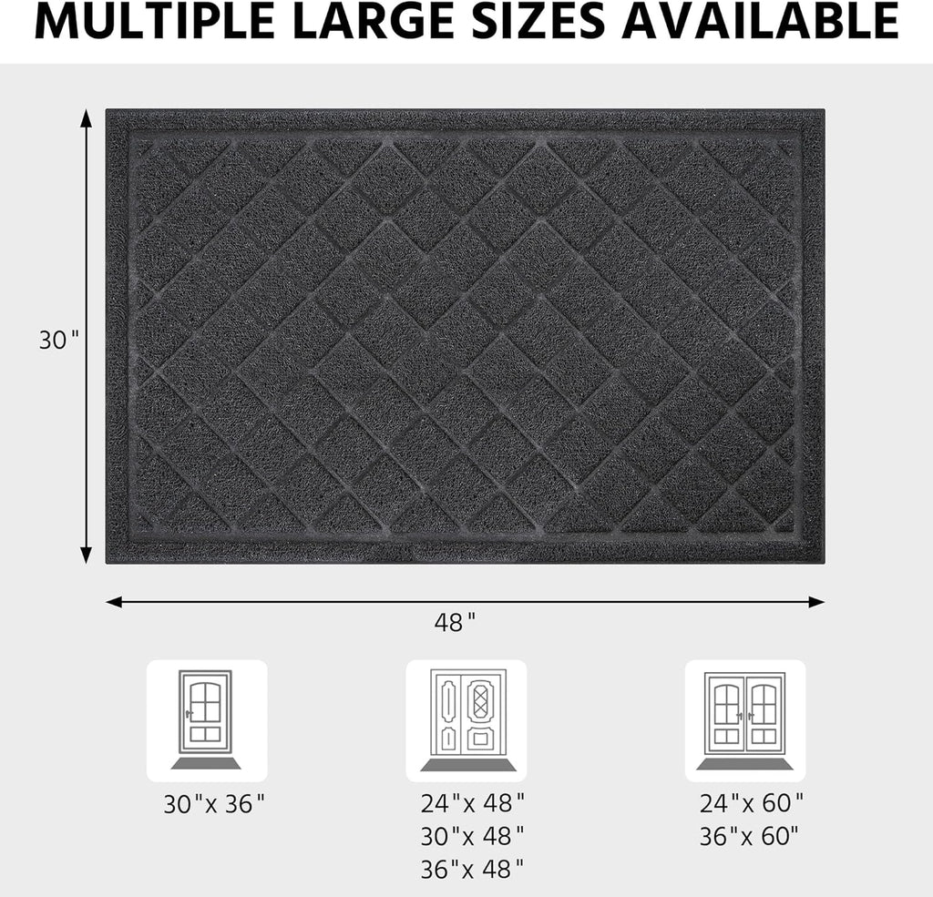 Front Door Mat Outside Entrance, 30" x 48" Heavy Duty All-Season All-Weather Waterproof Doormat