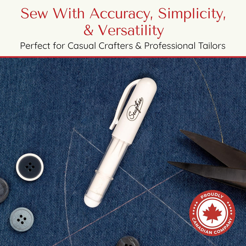 Fabric Markers for Sewing ??Ergonomic Tailors Chalk Pen with Improved Dosing Wheel for Sharp Lines