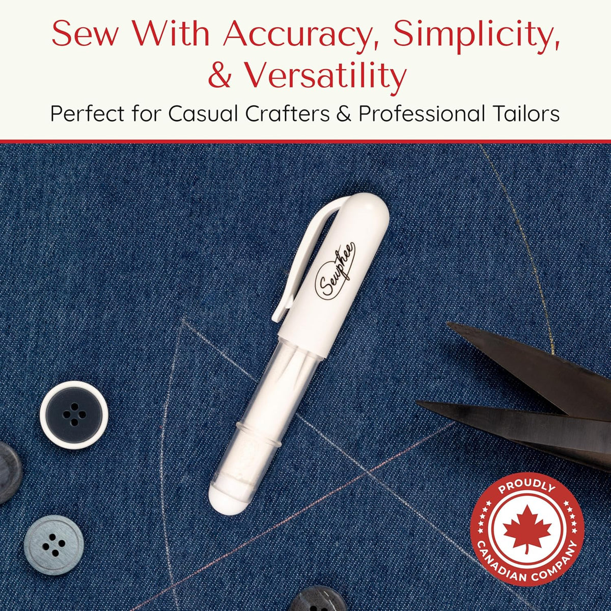 Fabric Markers for Sewing ??Ergonomic Tailors Chalk Pen with Improved Dosing Wheel for Sharp Lines