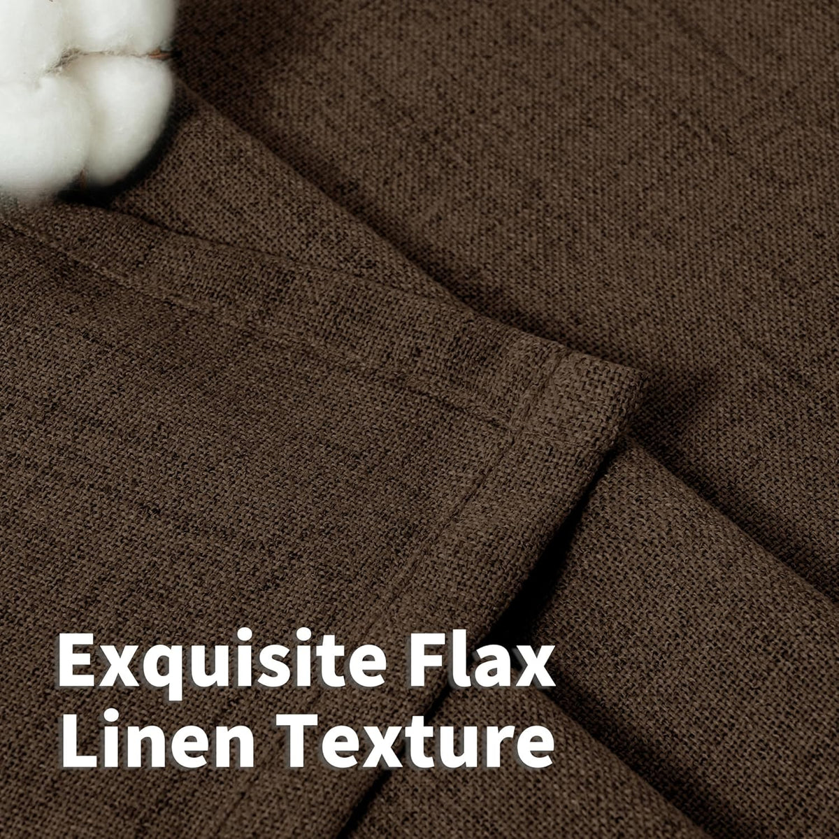 YoungsTex Brown Linen Kitchen Curtains 40 Inches Long for Windows Over Sink, Short Drapes with Back