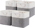 13 x 13 Inch Cube Storage Bins, 4 Pack Large Collapsible Fabric Storage Bin with Ropes, Foldable