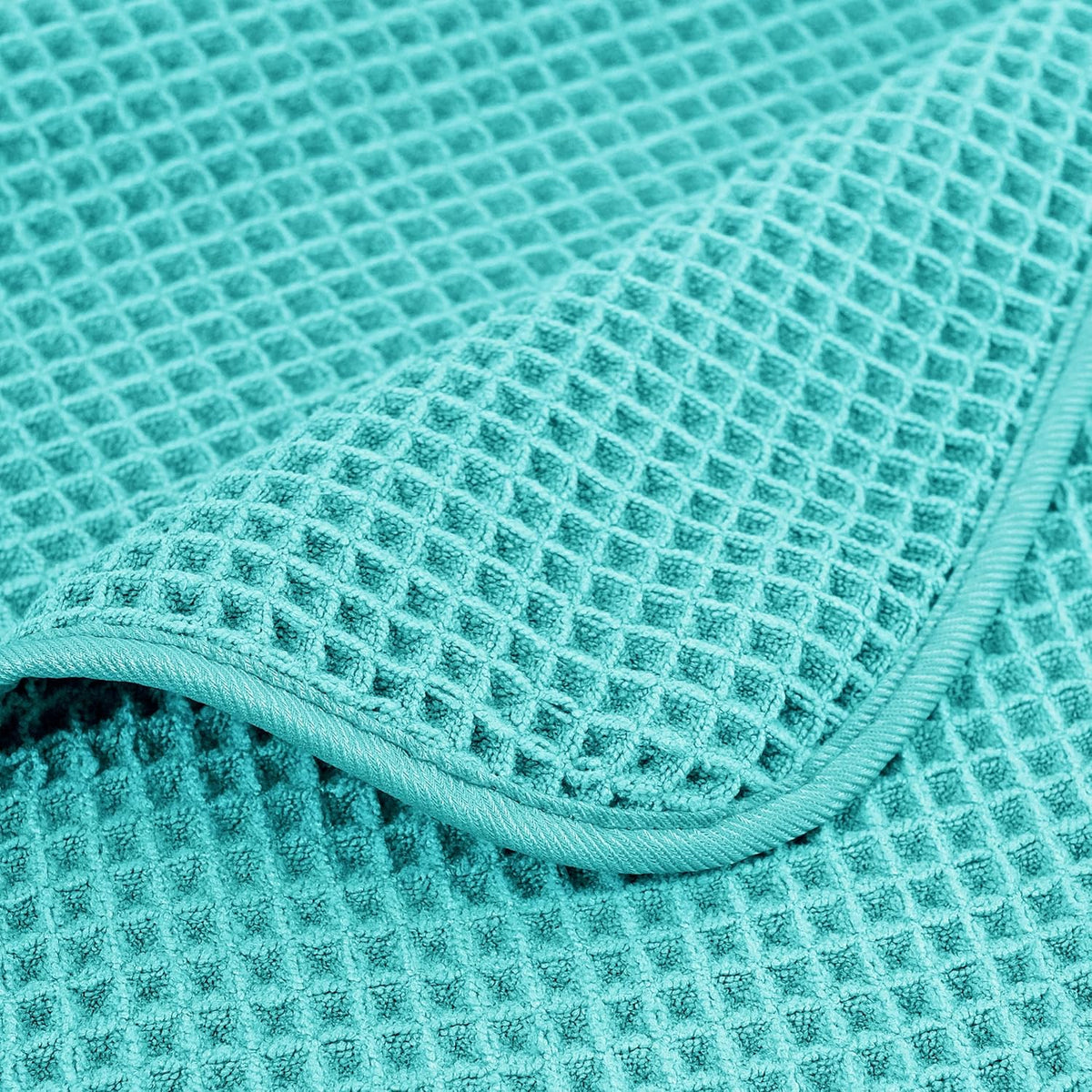 POLYTE Microfiber Oversize Quick Dry Lint Free Bath Towel, 60 x 30 in, 4 Pack (Waffle Weave)